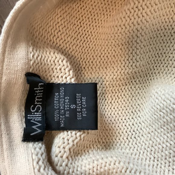 Willi smith Cardigan Women's Size Small 100% cotton V neck Cream Knit Button up - Picture 10 of 11